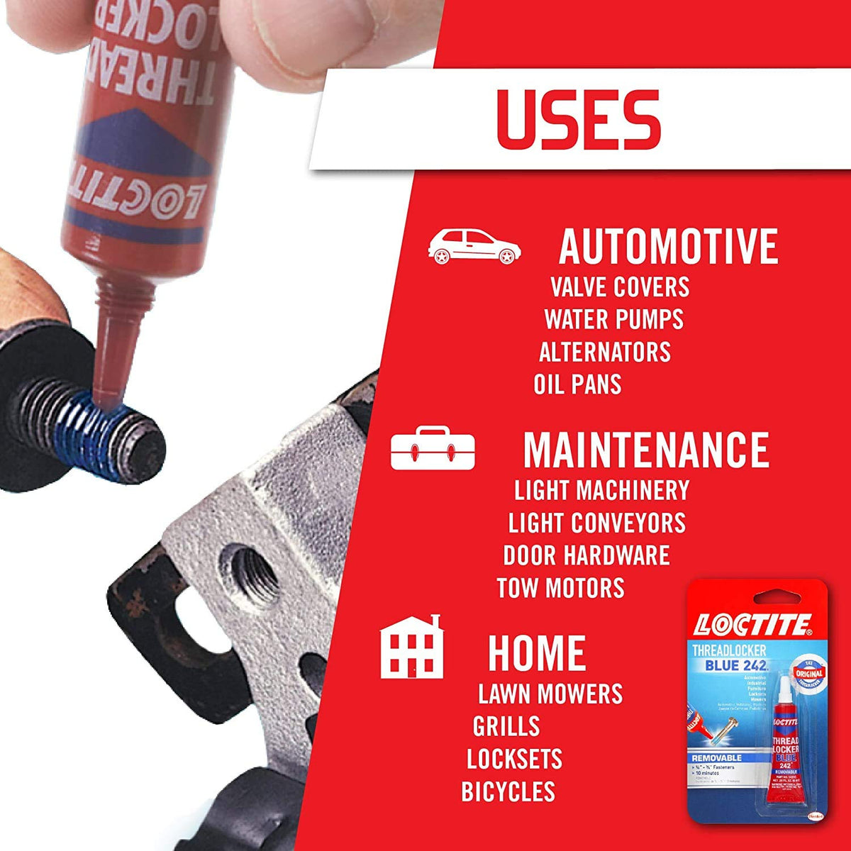 Loctite applied on screw assembly illustrating protection and easy servicing