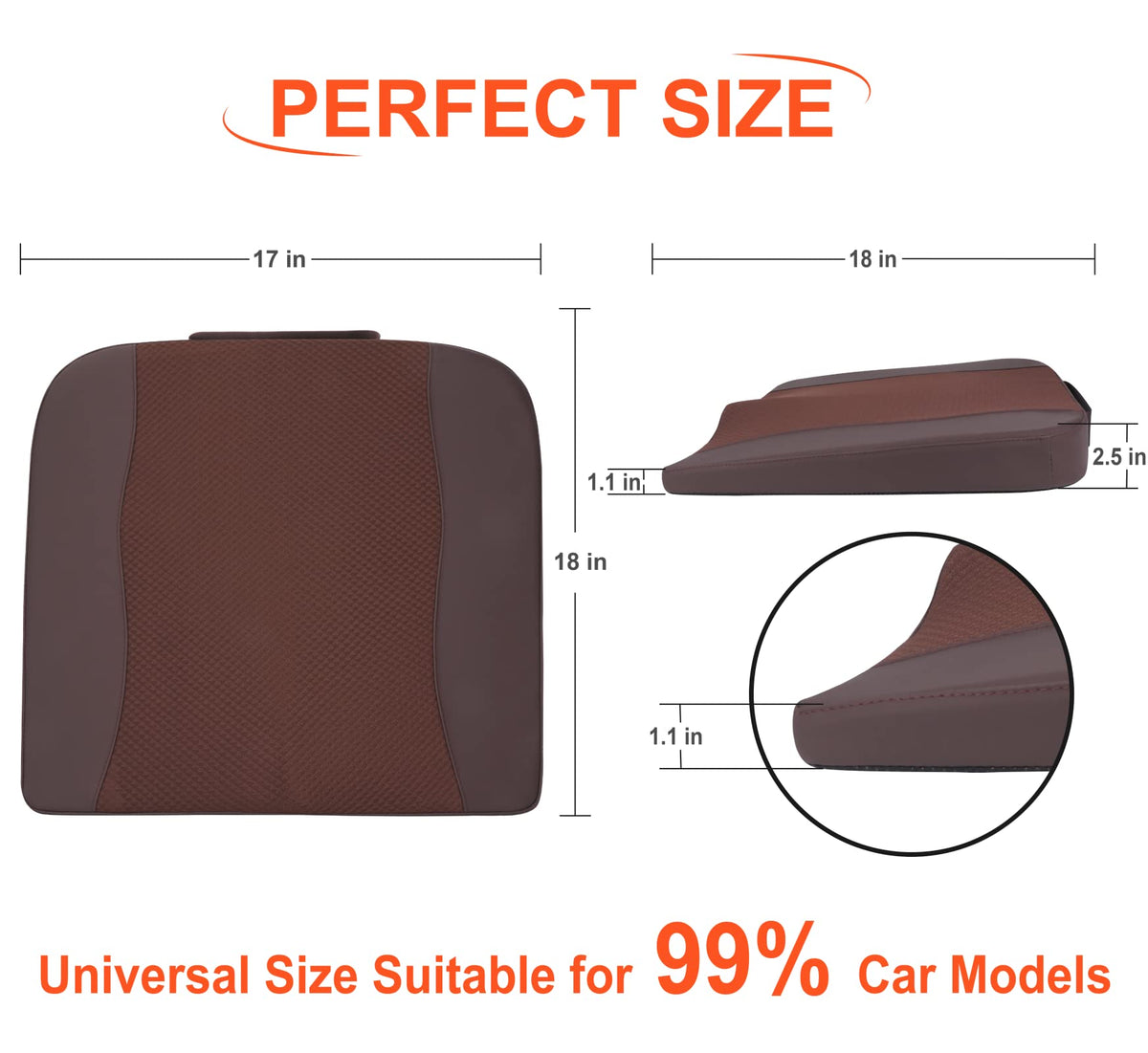 Lofty Aim cushion installed in car enhancing posture and visibility
