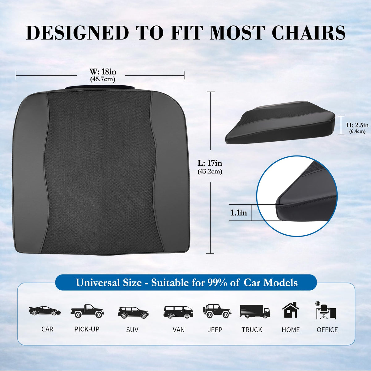 Lofty Aim in-use on driver seat showing improved seating comfort on long trips