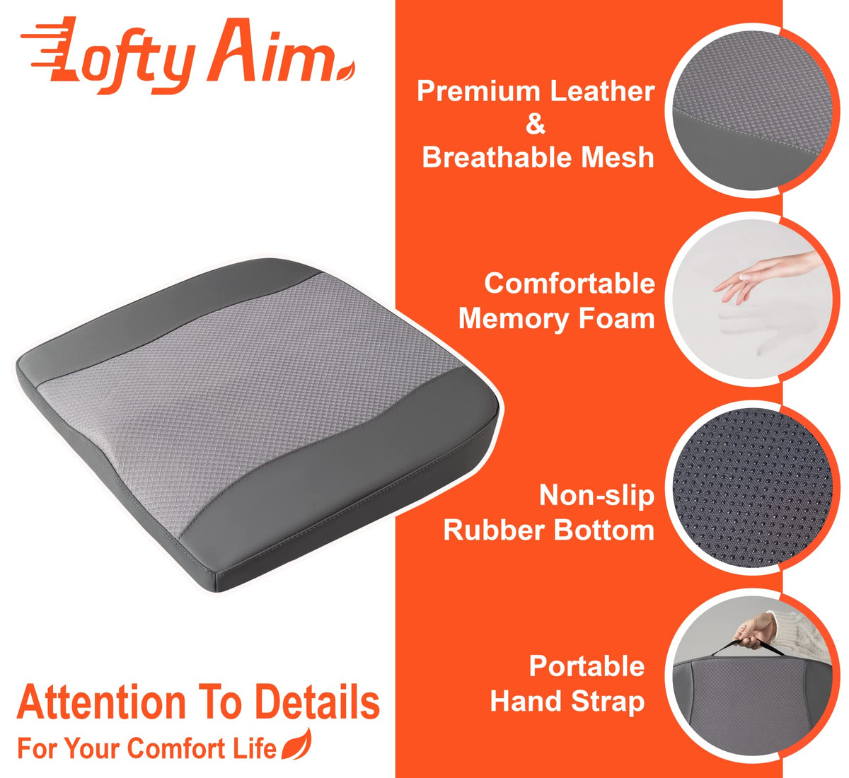 Lofty Aim installed in a driver seat improving seating position and comfort