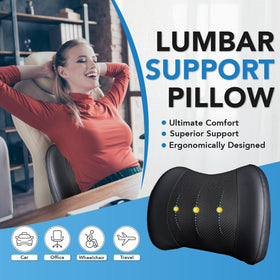 Lofty Aim lumbar pillow strap detail with secure adjustable fit benefit