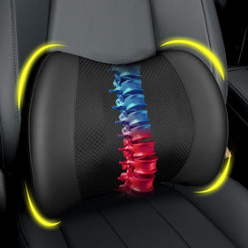 Lofty Aim front view of lumbar pillow showing ergonomic shape and support