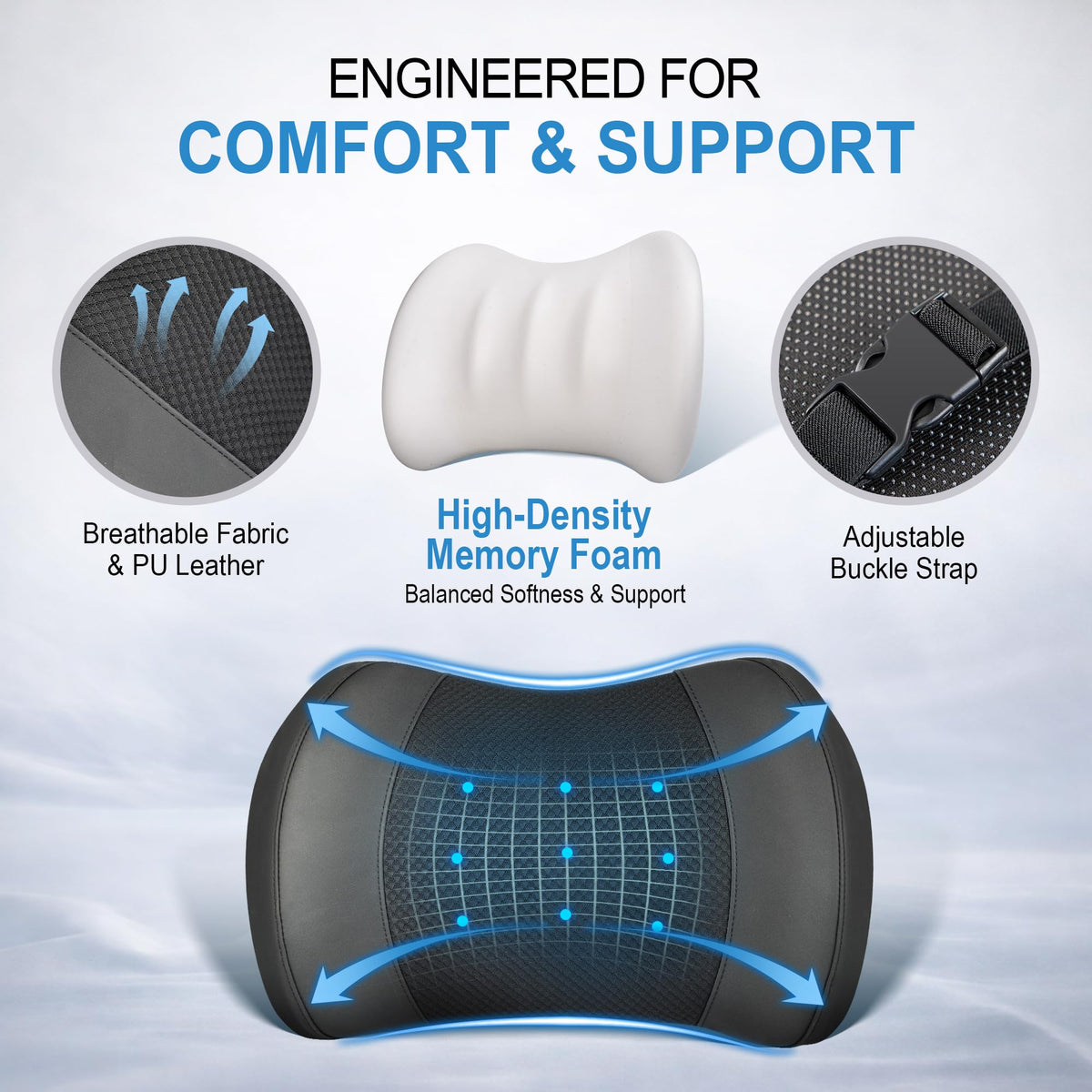 Lofty Aim lumbar pillow installed in car seat for steady driving support