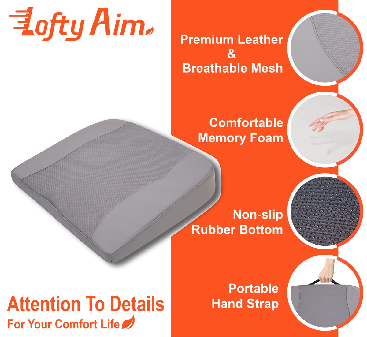Lofty Aim hybrid leather and mesh cover detail offering easy cleaning and airflow