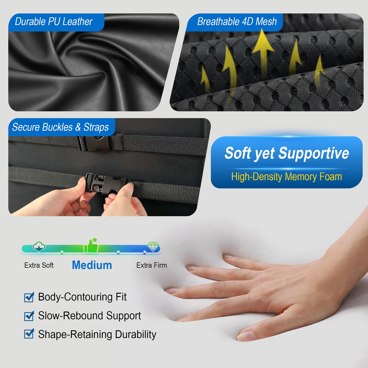 Lofty Aim cushion set fitted on office chair delivering ergonomic posture