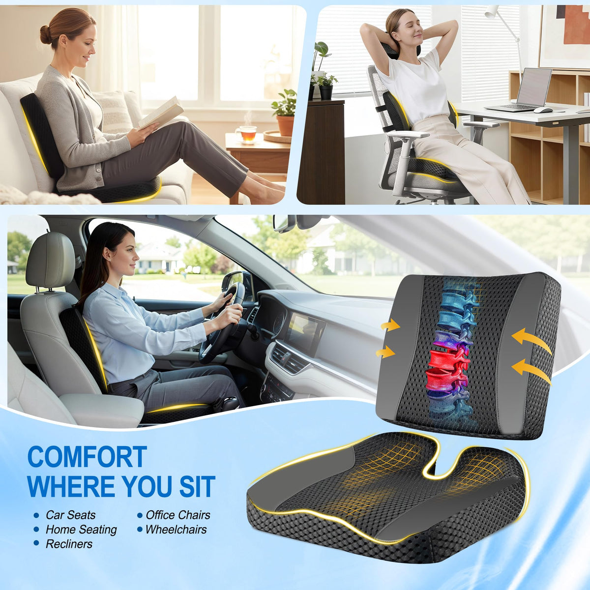 Lofty Aim cushion beside ruler showing compact scale and portability