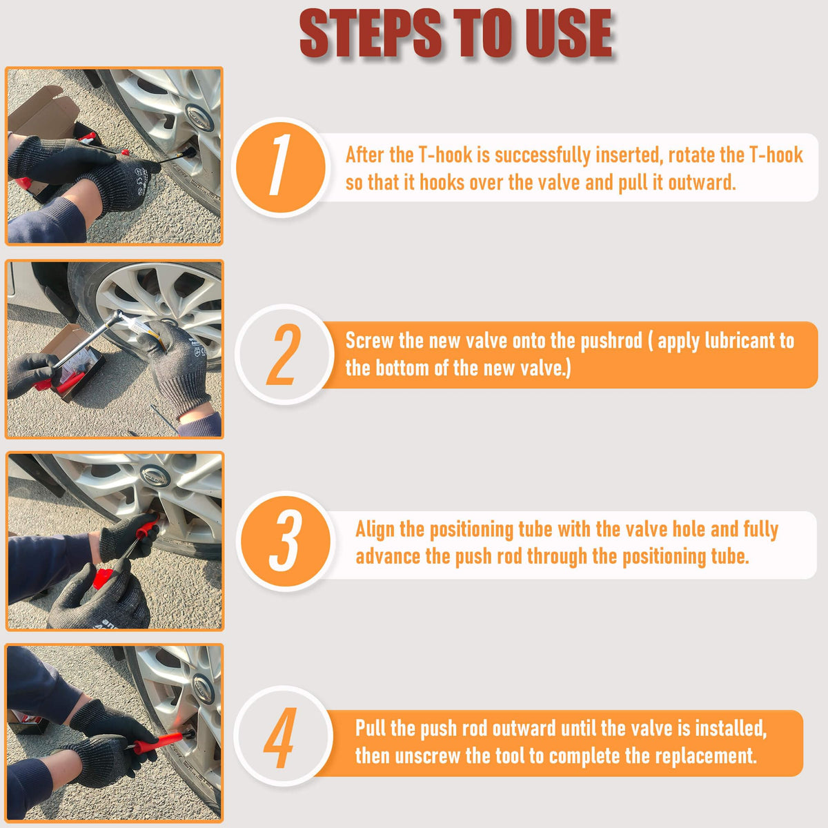 LOGOL roadside repair scene of user replacing valve stem quickly and safely