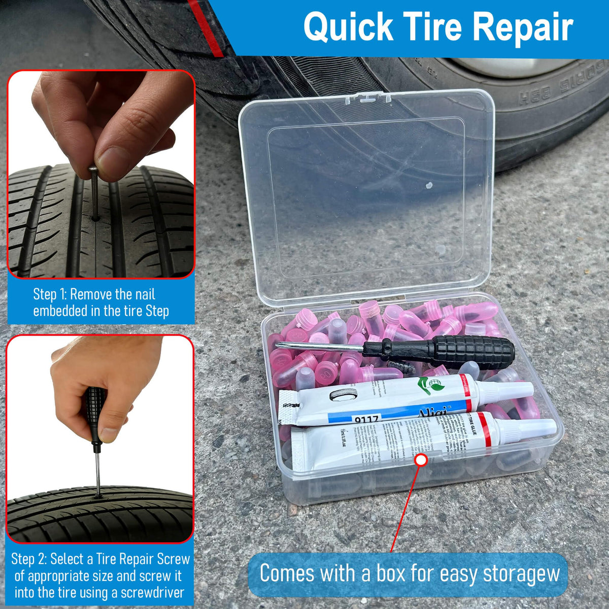 LOGOL plug installed in tire tread illustrating secure seal and leak prevention