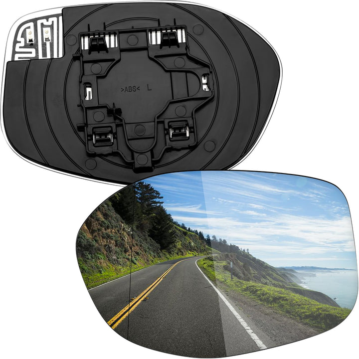 LOIYLLEN left driver mirror front view showing clear reflective surface and improved visibility