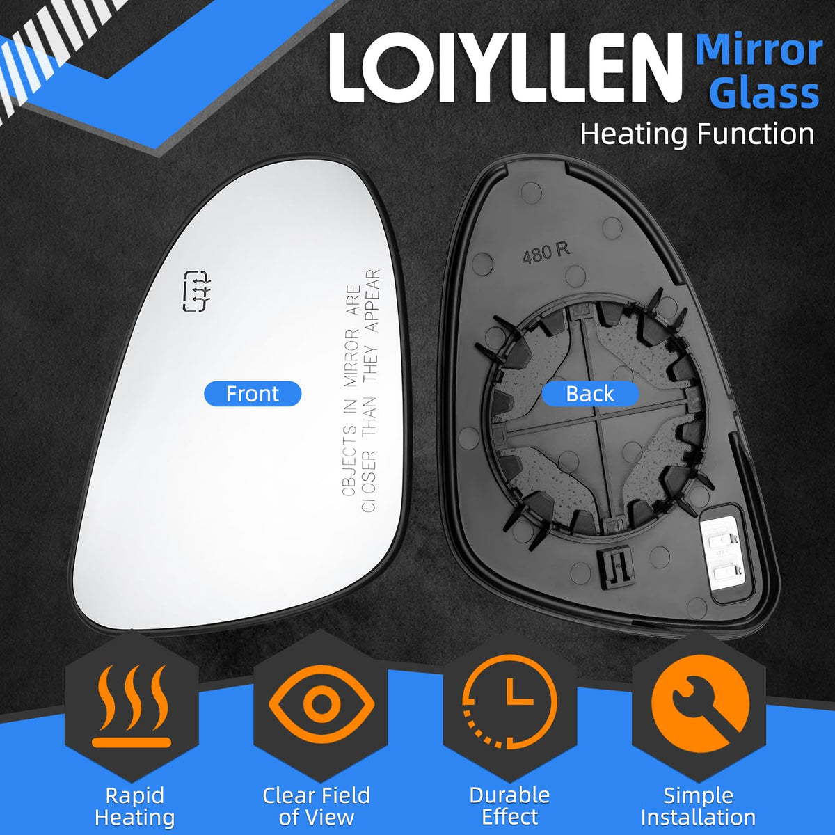 LOIYLLEN mirror backplate with wiring connector visible for easy plug-and-play installation