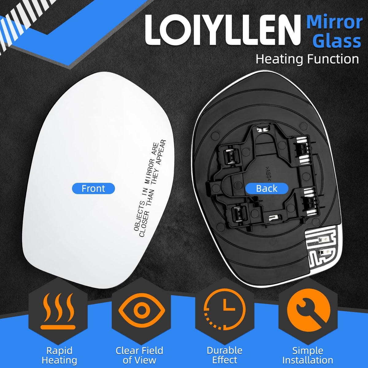 LOIYLLEN close-up of mirror glass texture highlighting crisp reflection for improved visibility