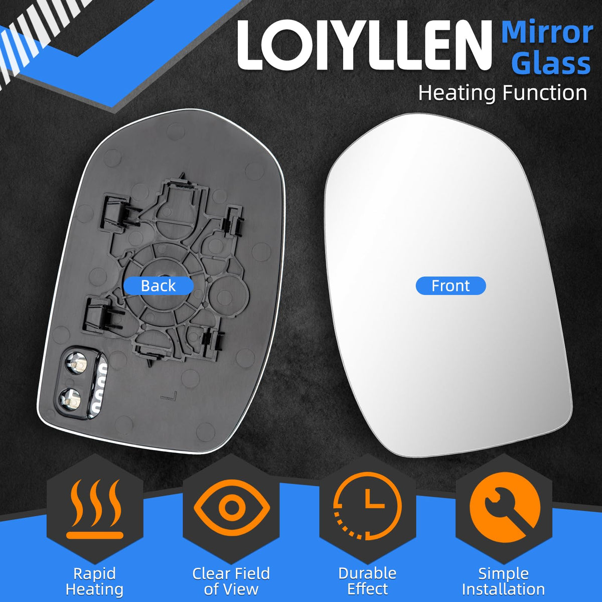 LOIYLLEN heated backplate detail displaying heater element and reliable defrosting