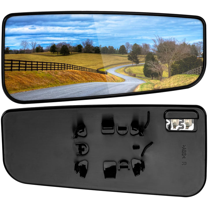 LOIYLLEN passenger mirror front view showing clear glass and OEM fit benefit