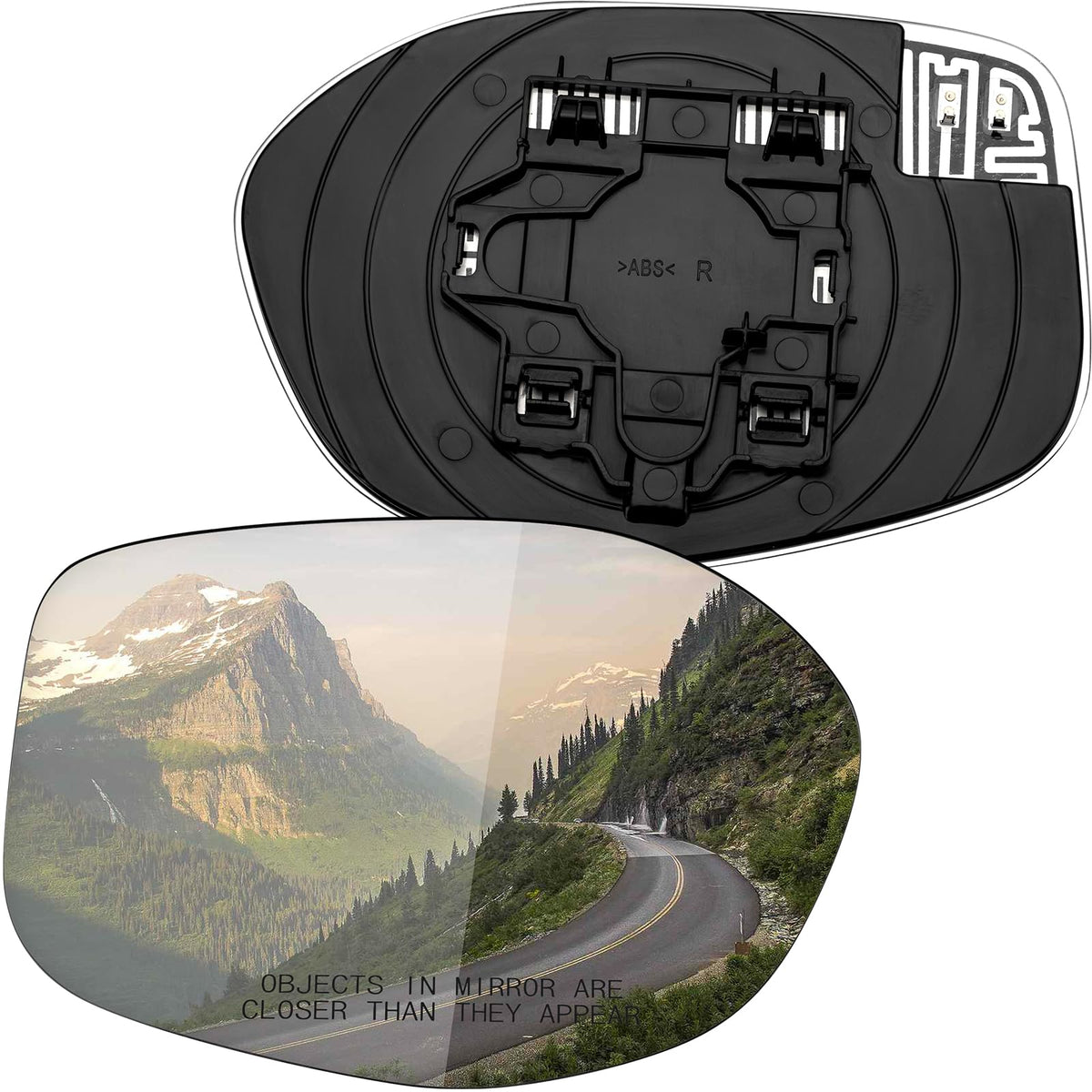 LOIYLLEN front view of right passenger mirror glass showing clear reflective surface and accurate fit
