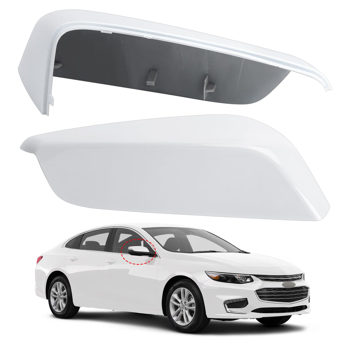 LOIYLLEN front view of right passenger mirror cover showing clean fit and styling benefit