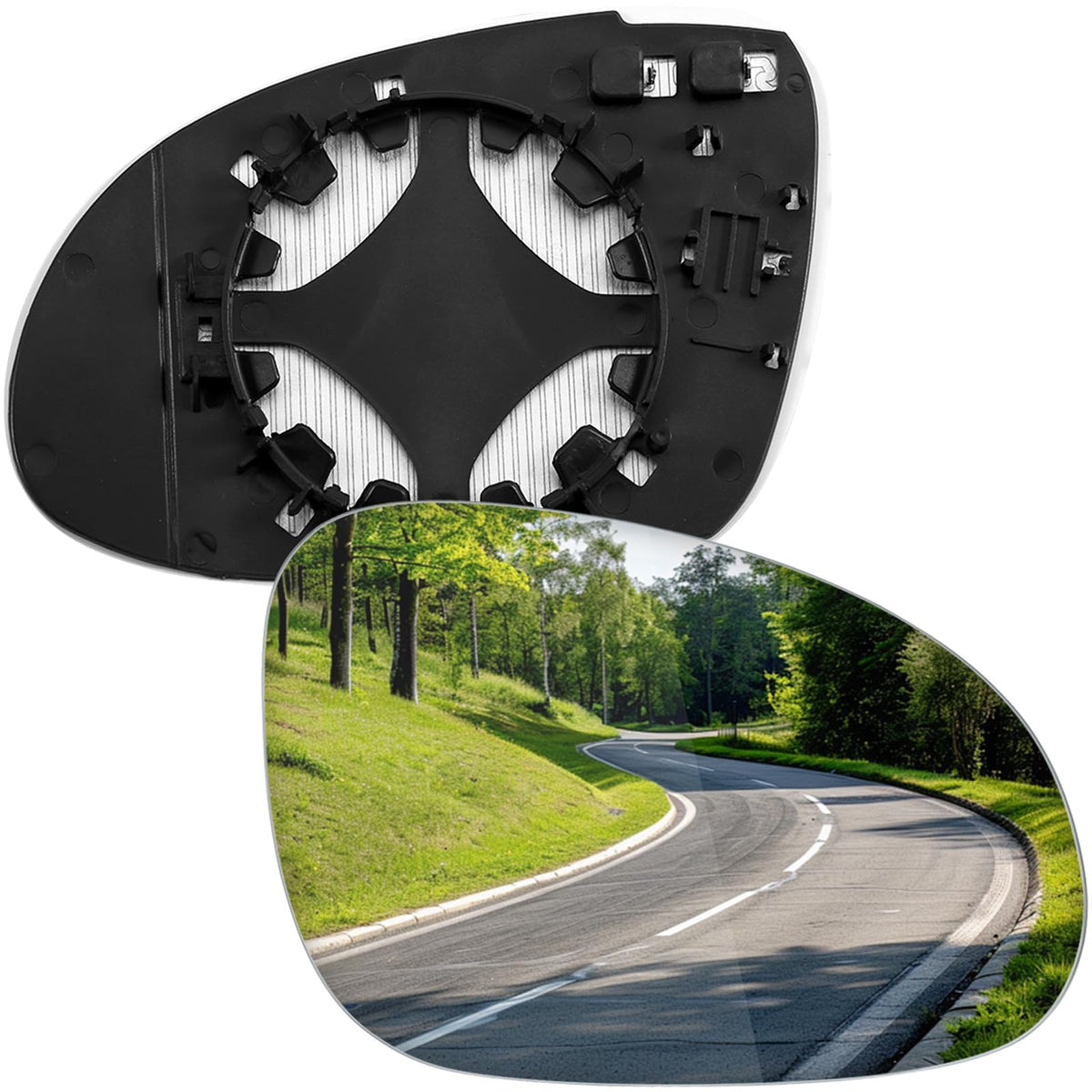 LOIYLLEN front view of right passenger mirror glass showing fit and finish for clear visibility