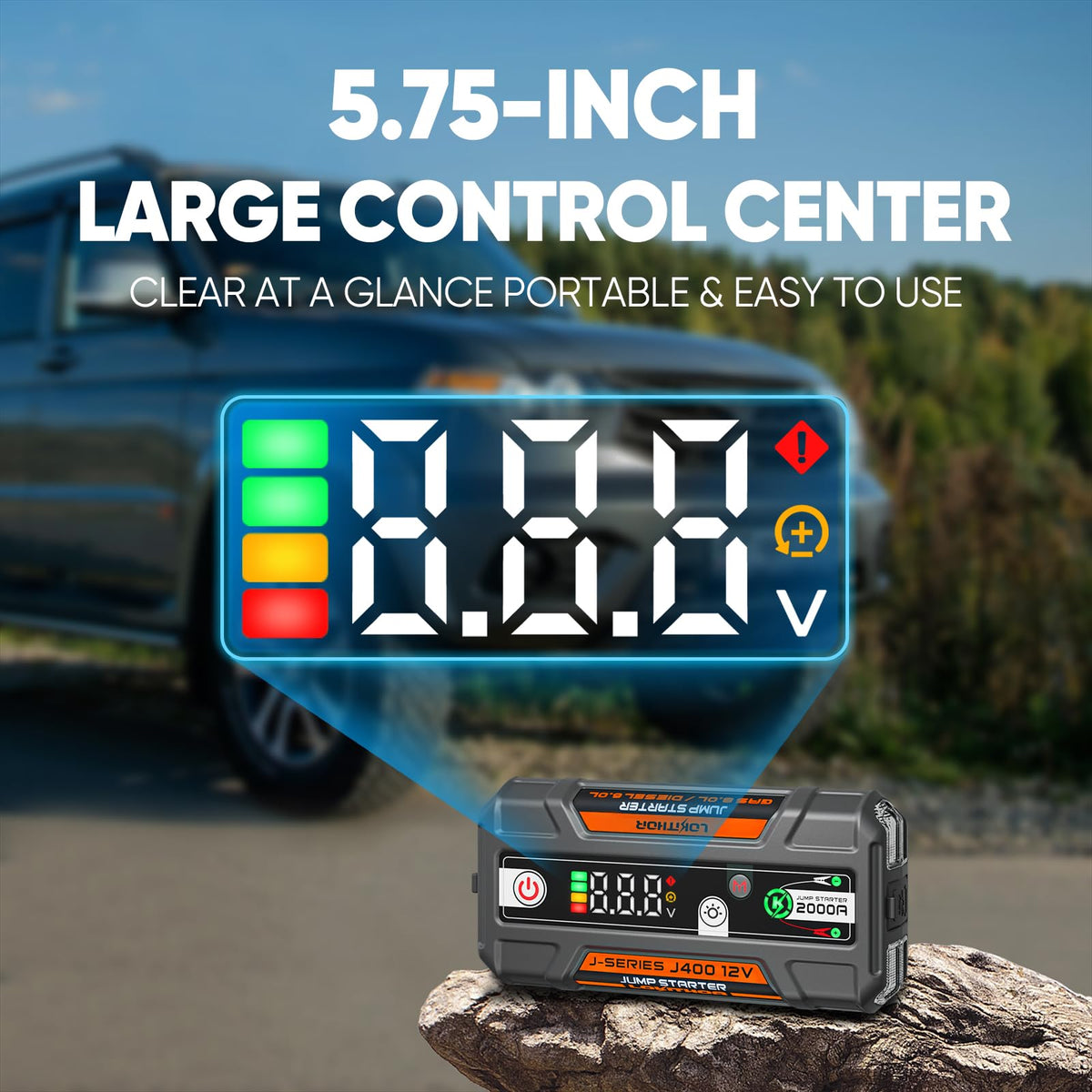 LOKITHOR J400 side profile showing portable size for easy trunk storage