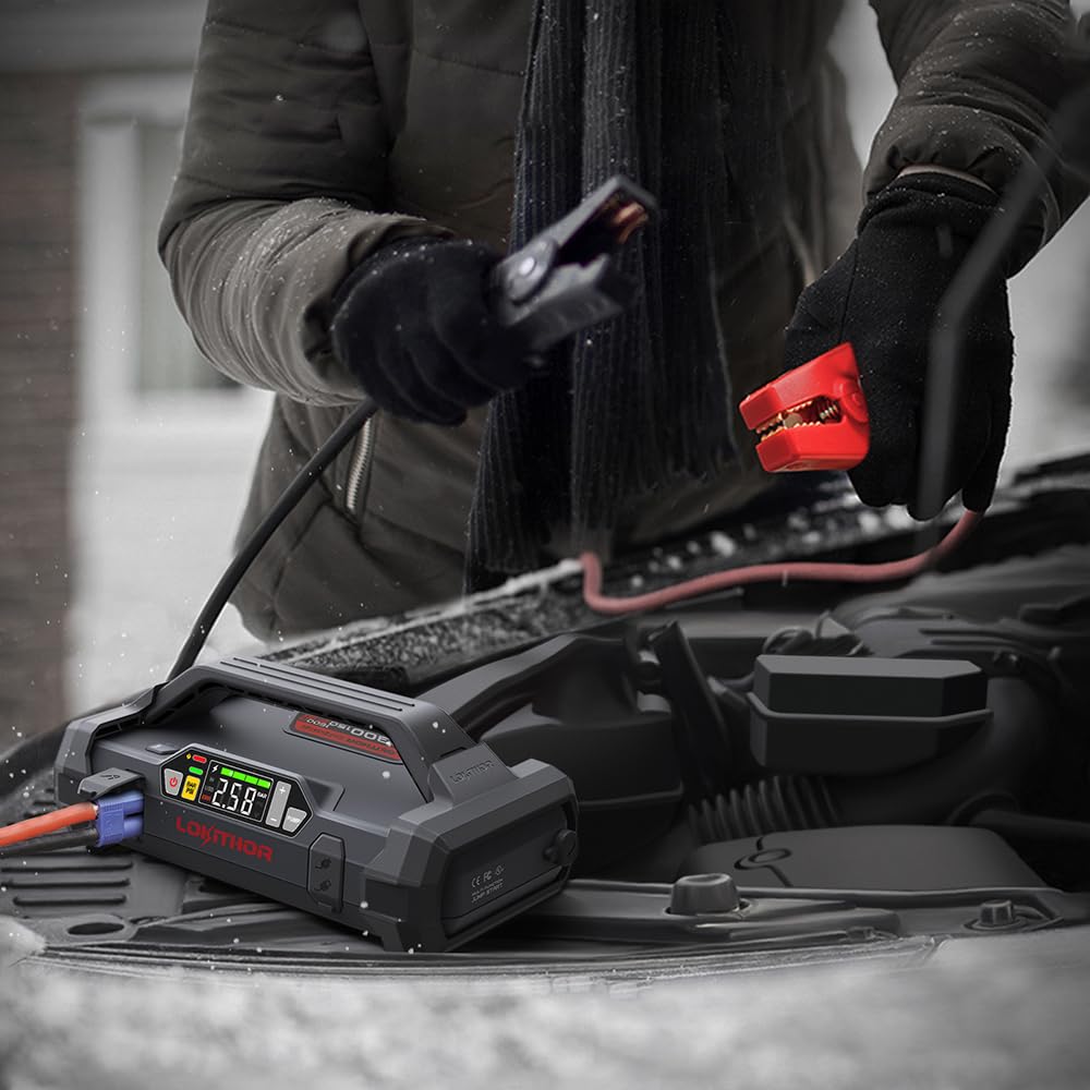 LOKITHOR JA300 clamps and USB ports close-up demonstrating safe connections and fast charging
