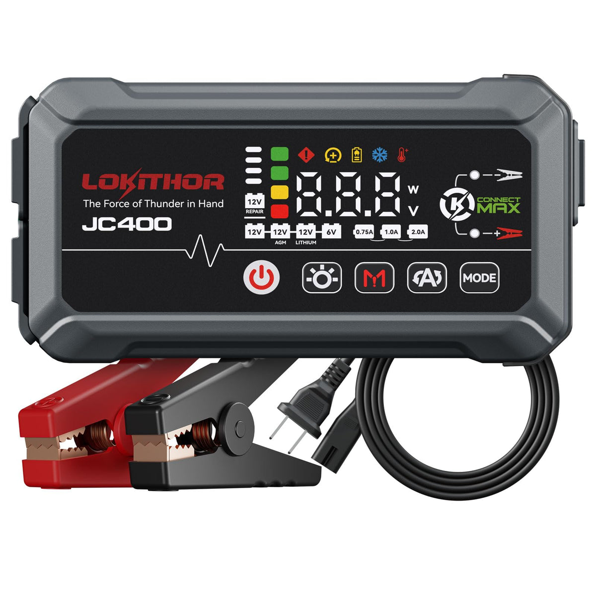 LOKITHOR JC400 front view showing compact design and durable casing for easy storage