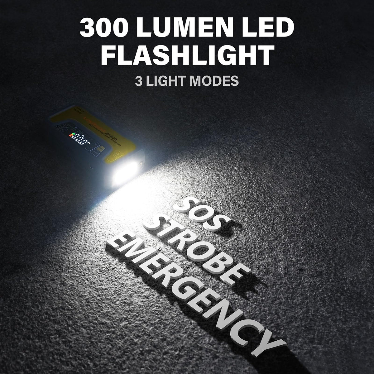 LOKITHOR JP400 jump-starting a car engine, delivering strong starting power reliably