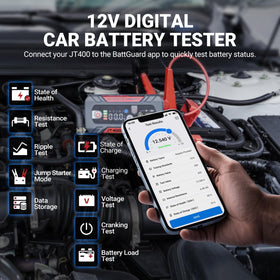 LOKITHOR JT400 mobile app battery screen showing SOH and SOC for real-time insight