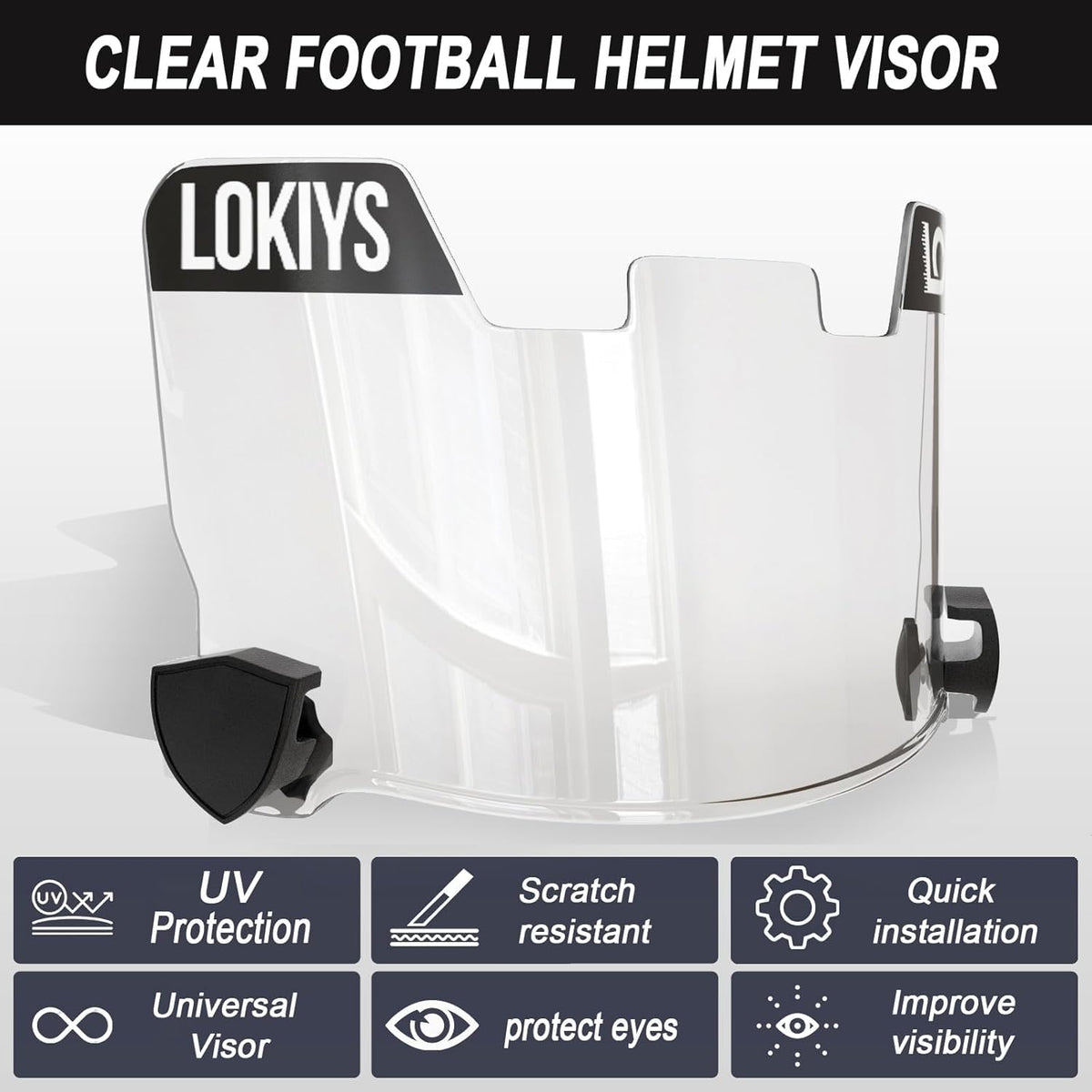 LOKIYS side-by-side clear and clear-blue visors showing glare reduction
