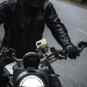 LOKTENWO mounted on motorcycle dashboard offering safe navigation access