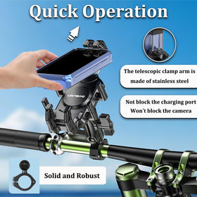LOKTENWO mounted on motorcycle showing stable phone navigation benefit