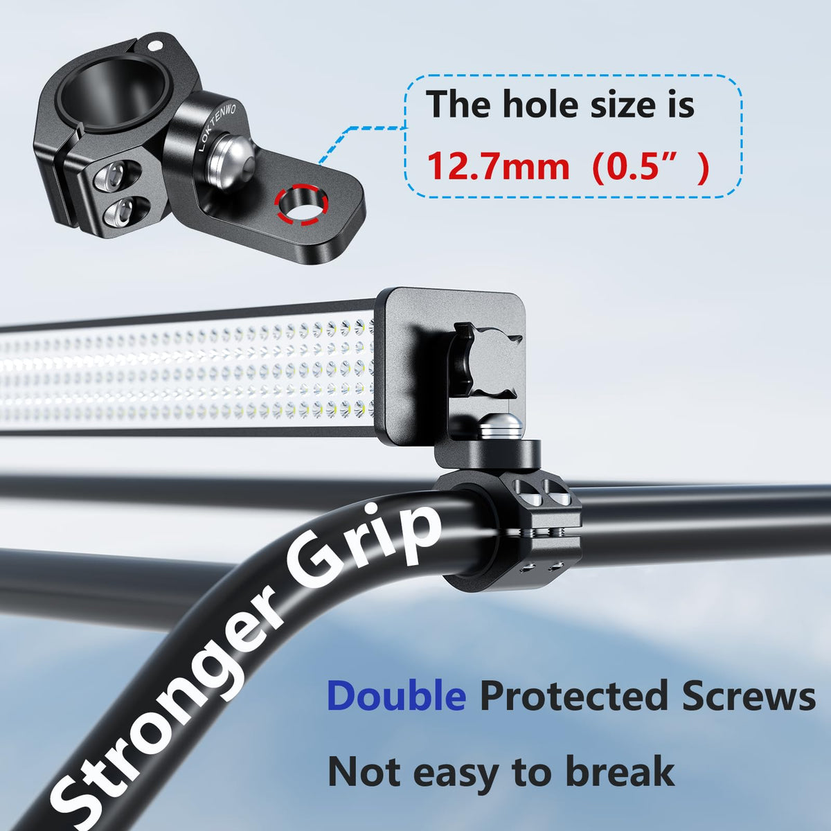 LOKTENWO mounted on golf cart rail illustrating versatile compatibility