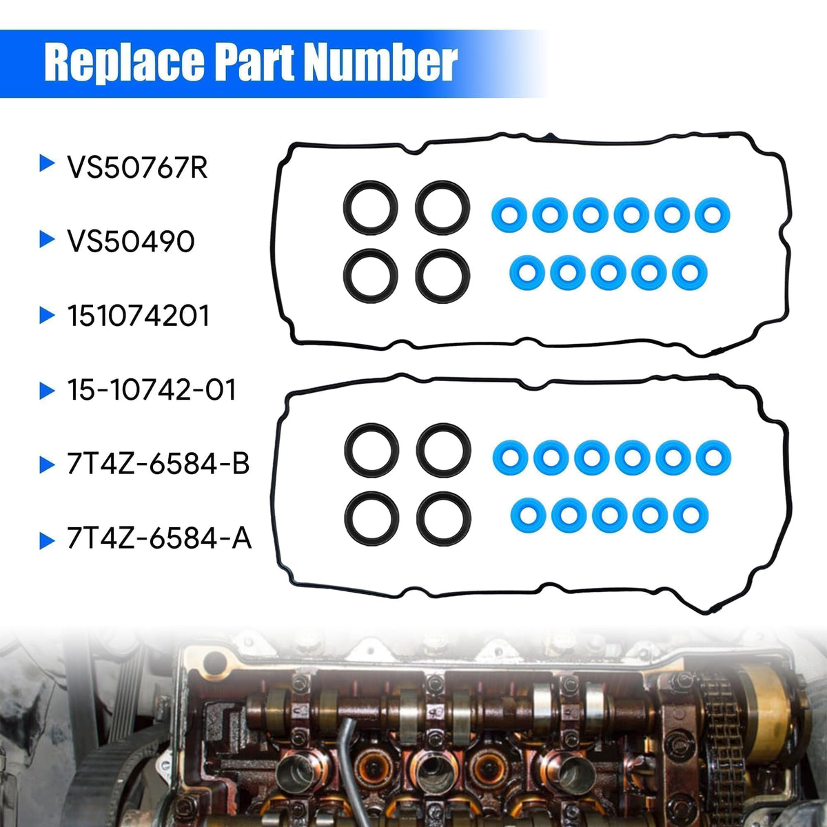 LoloWheat valve cover grommets and components organized for quick installation