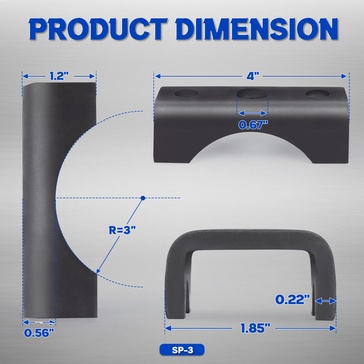 Lonffery close-up of curved base fitting a 3-inch axle for accurate seating