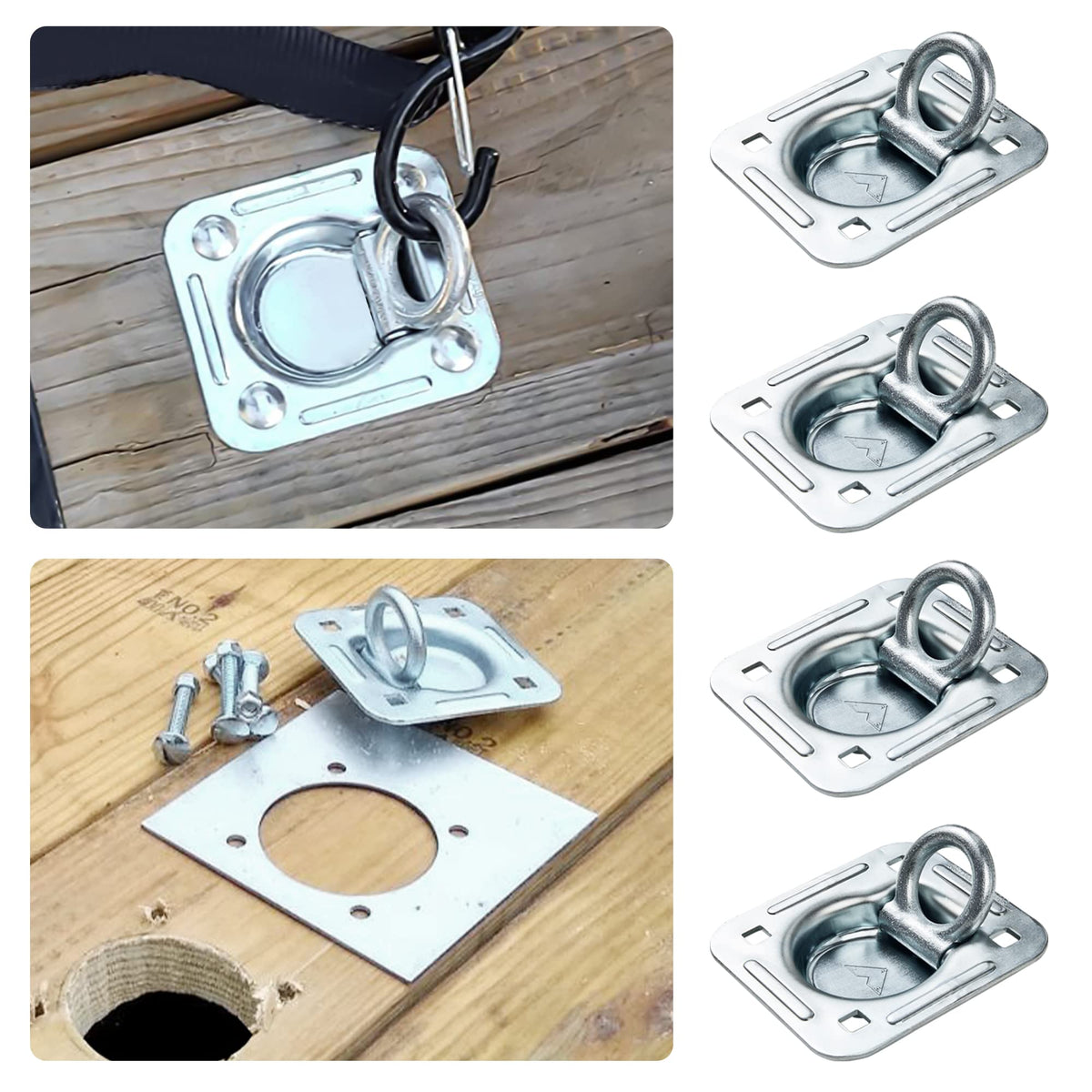 Lonffery D-ring securing motorcycle showing heavy-duty hold and transport stability benefit
