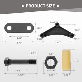 Lonffery kit components laid out: equalizers, shackles, bushings, bolts for quick installation