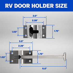 Lonffery lifestyle at campground showing latch securing door against wind