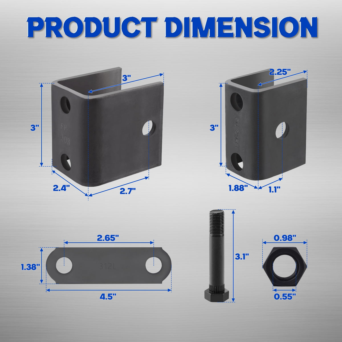 Lonffery shackle strap and bolt set displayed for secure connection and easy installation