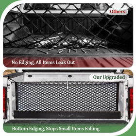 Lonyaqui cargo net beside a toolbox showing size and practical scale for truck owners