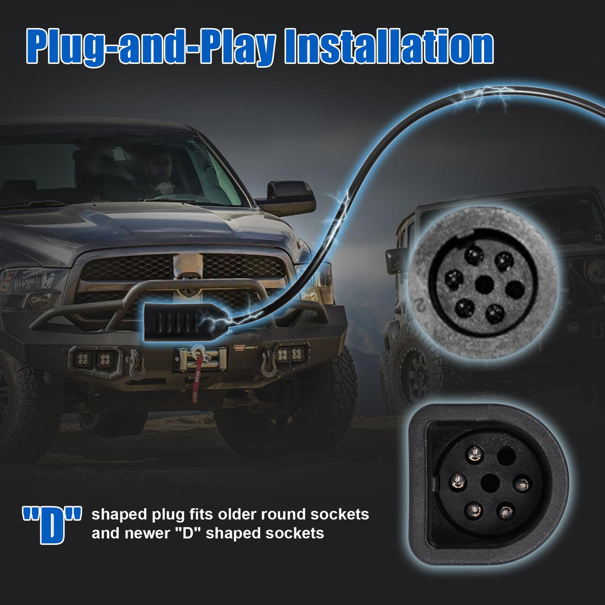 Looptek remote connected to winch on truck bumper demonstrating practical use