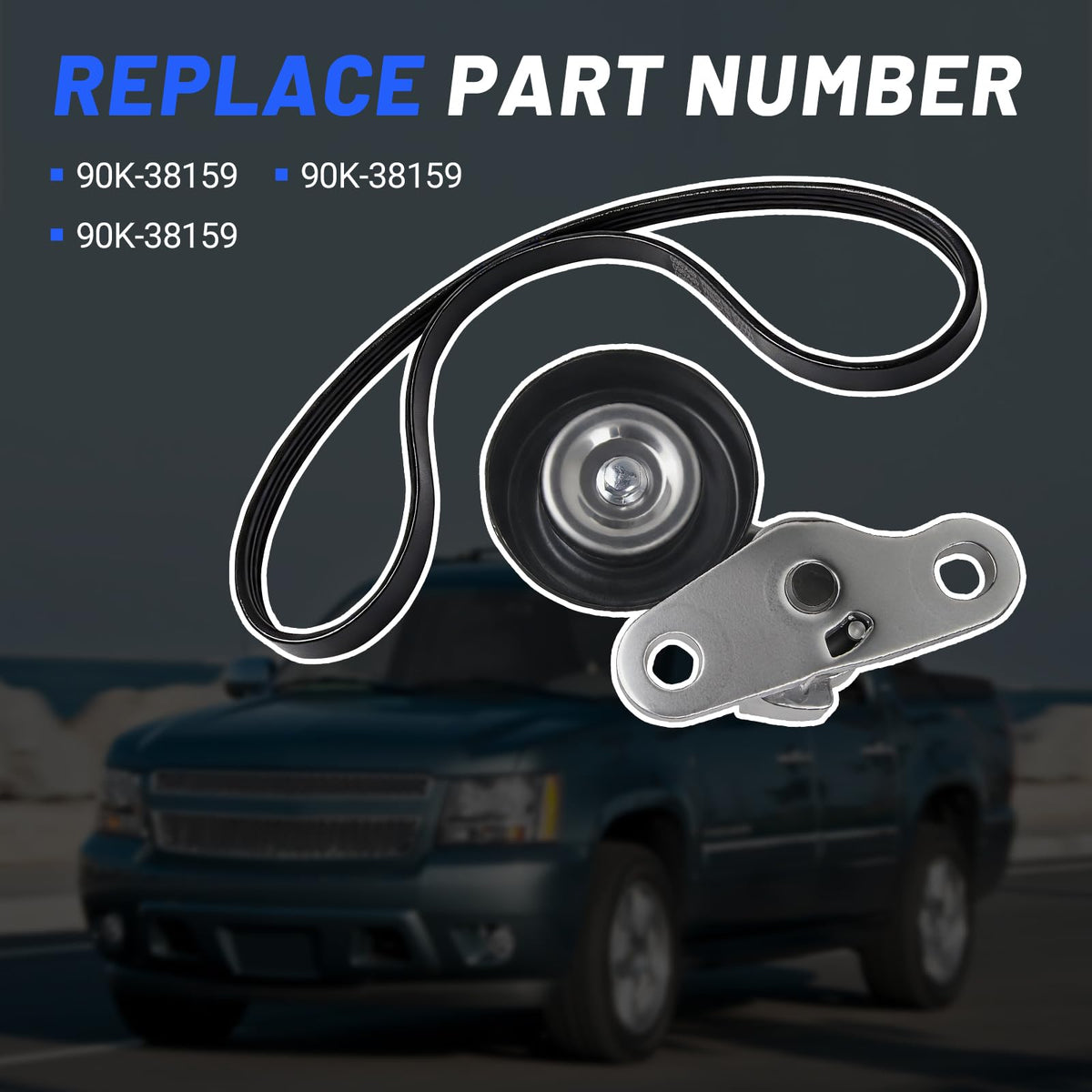 loosoo belt alignment detail on engine demonstrating correct routing and reduced noise