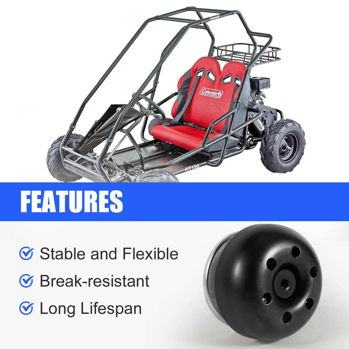 loosoo drive belt and two gaskets beside the driver showing included parts for straightforward installation