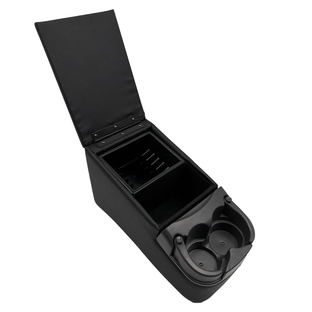 LOOYE top storage detail revealing roomy compartment for phone and sunglasses, improving organization