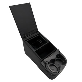 LOOYE top storage detail revealing roomy compartment for phone and sunglasses, improving organization