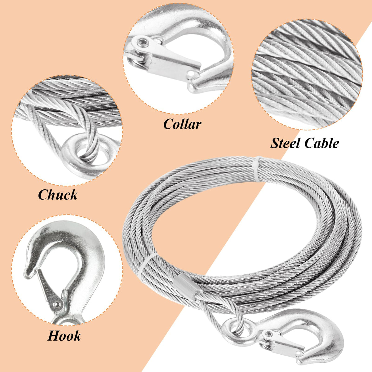 LOPYXBR cable uncoiled with measuring tape showing accurate 50 ft length