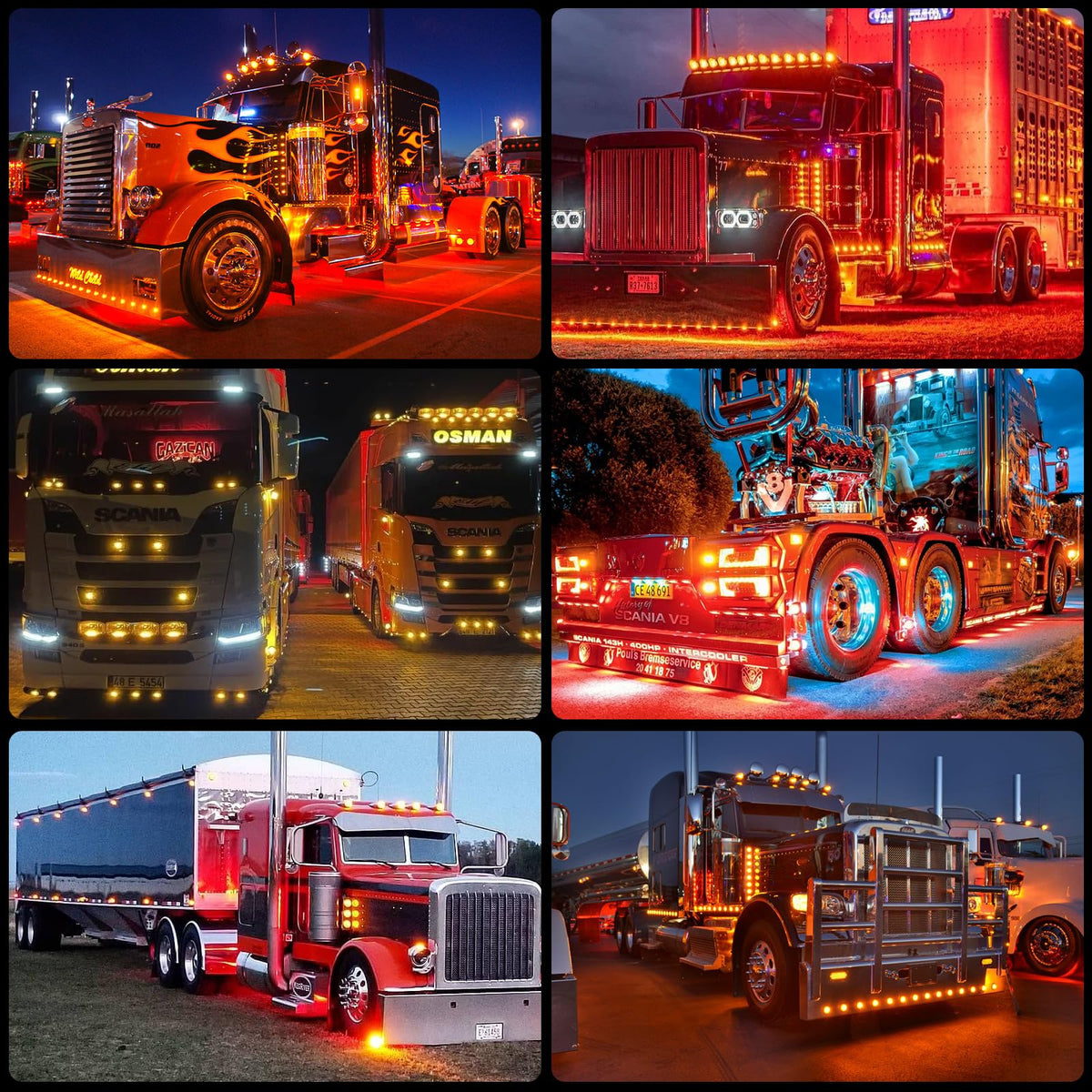 LOQOMI lights glowing on trailer at night demonstrating clear roadway visibility