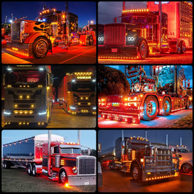 LOQOMI lights glowing on trailer at night demonstrating clear roadway visibility