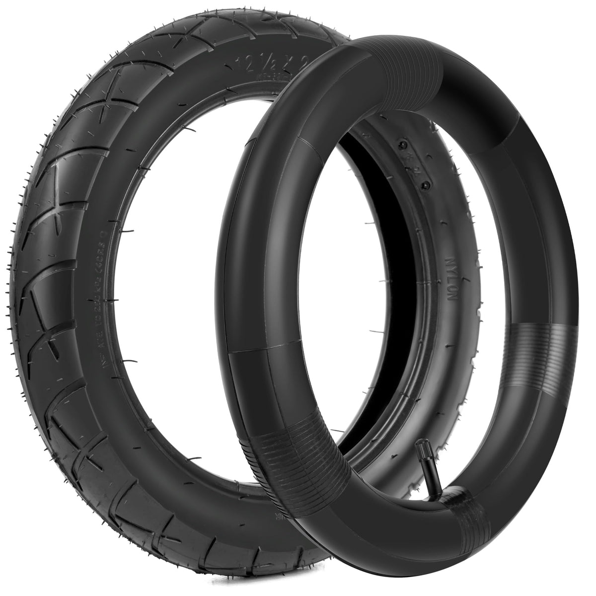 LotFancy front packaging of 12.5x2.25 tire and tube set showing compatibility and benefit of easy replacement