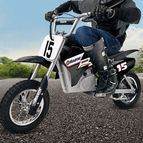 LotFancy on a dirt scooter in action showing grip improvement on loose terrain