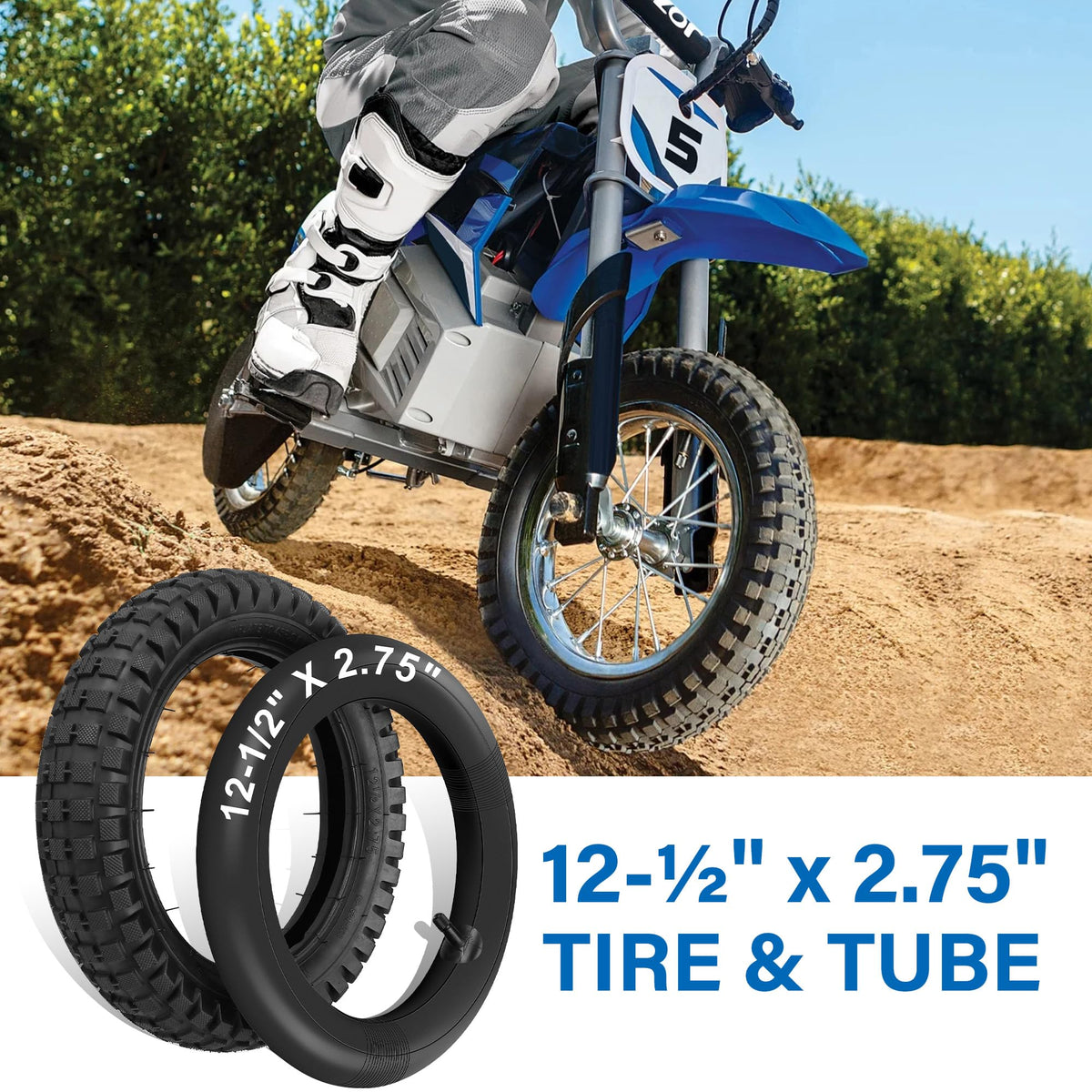 LotFancy tire next to ruler for scale showing accurate 12-1/2 x 2.75 sizing
