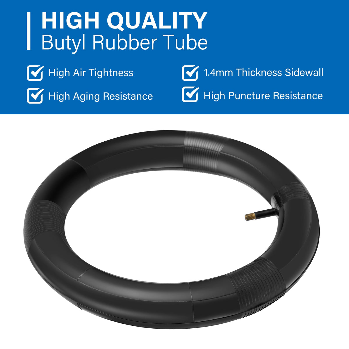 LotFancy straight valve stem inner tube detail showing butyl construction for improved air retention