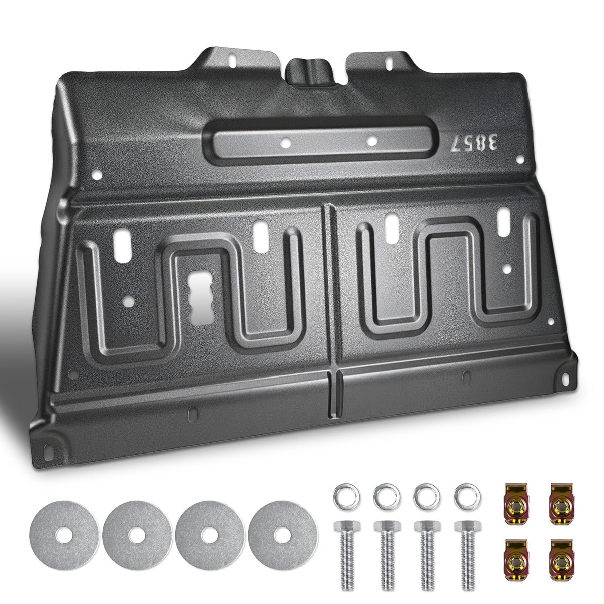 LOTMOVE front view engine splash shield showing full coverage and durable fit