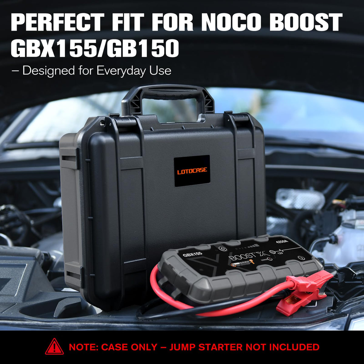 LOTOCASE close-up of precision foam cutout protecting NOCO Boost X from impact